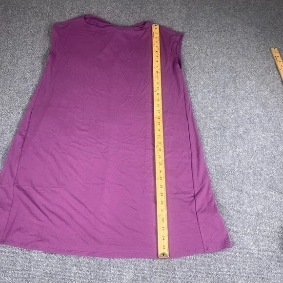 Eileen Fisher Dress Womens Large Purple Curan Bateau Jersey Shift Pockets - Picture 6 of 11